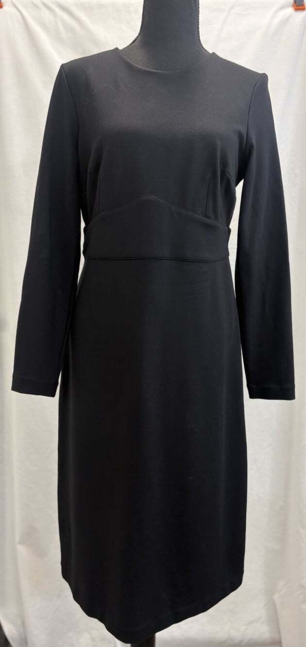 Boden Nadia Jersey Black Long Sleeve Midi Dress Size 10P